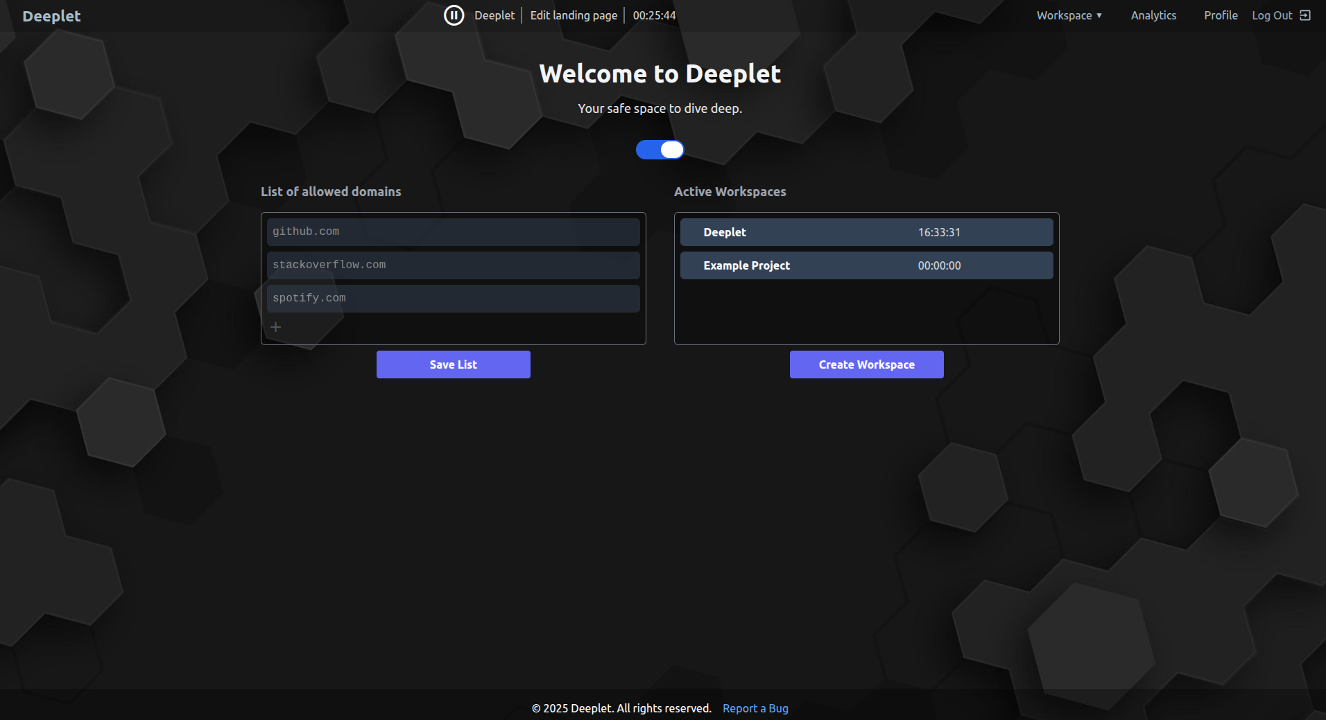 Main page Screenshot